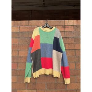 90s Tuxan Vintage Colorblock Multicolor Patchwork Crewneck Sweater Mac Miller